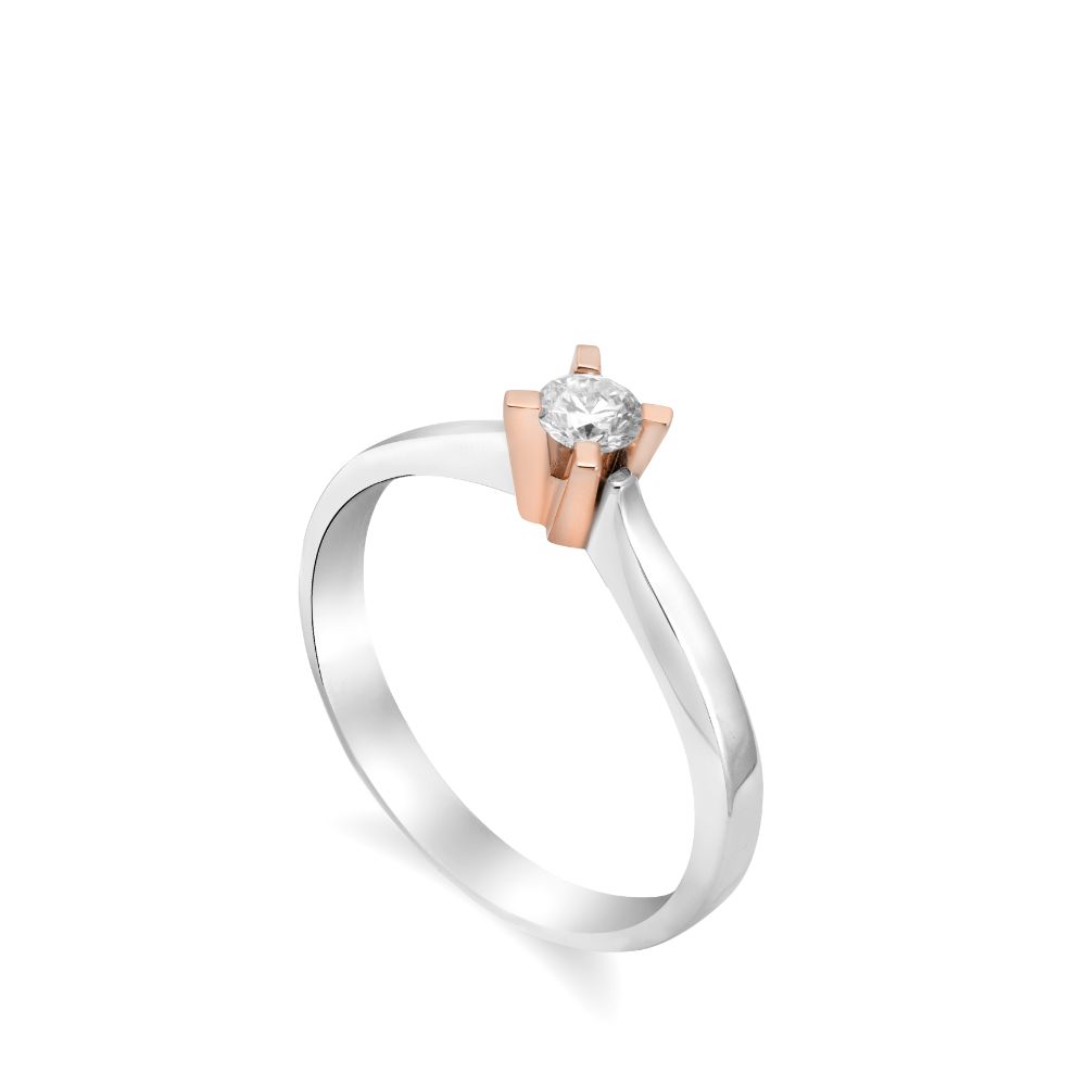 18K White Gold and Rose Gold Diamond Ring 0.16ct