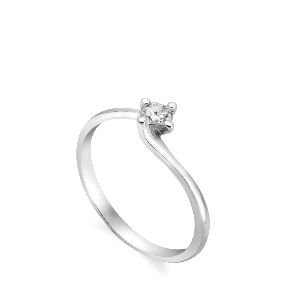 Diamond Engagement Ring 18K White Gold 0.19ct