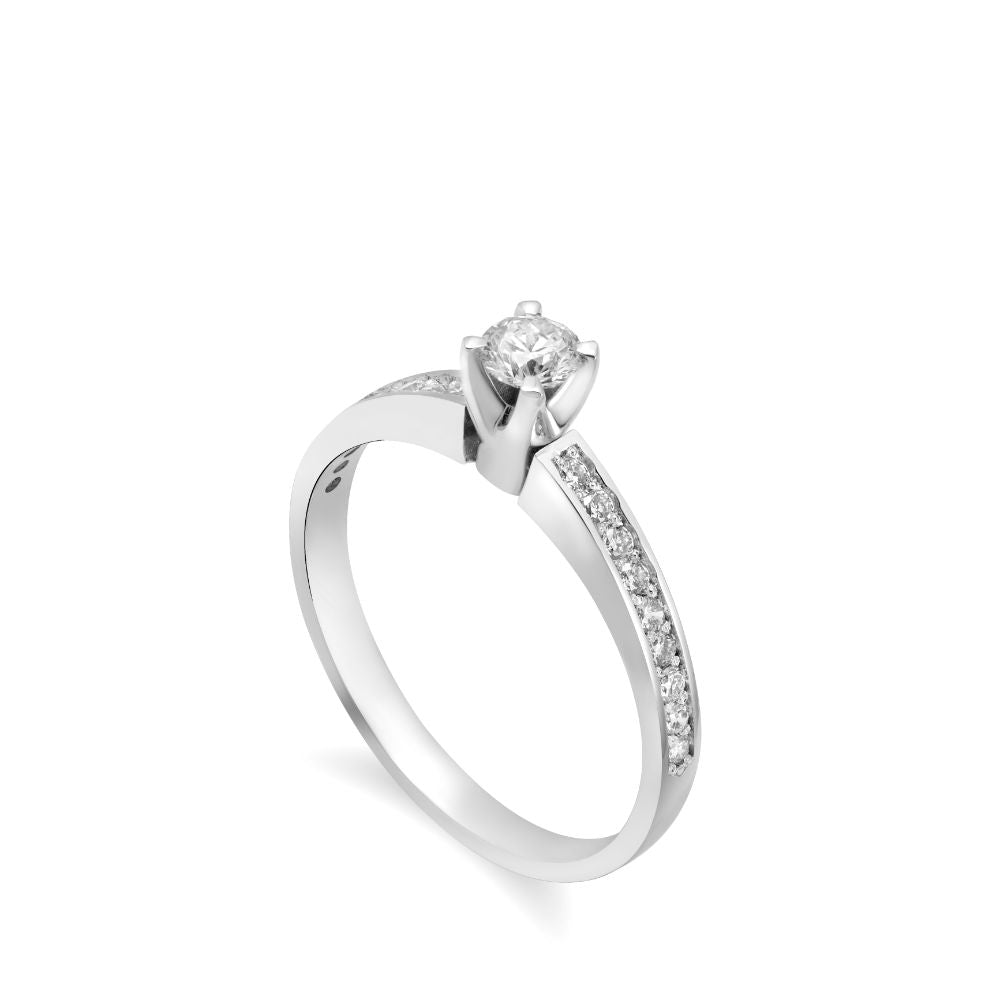 Diamond Engagement Ring 18K White Gold