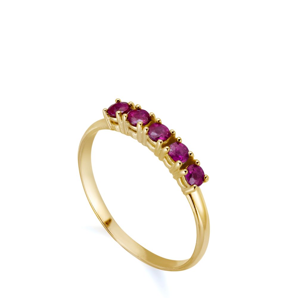 Half Eternity Ruby Ring 14K Gold for Women