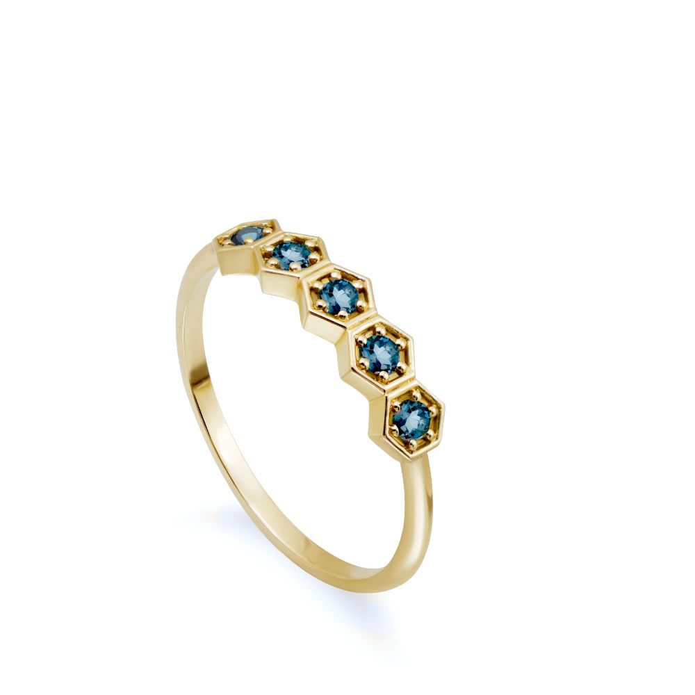 Δαχτυλίδι Blue Topaz Εξάγωνα