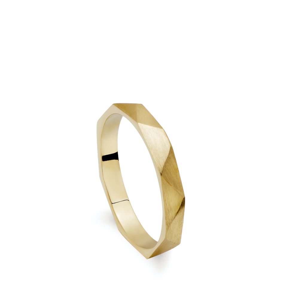 Faceted Wedding Band 14K Gold