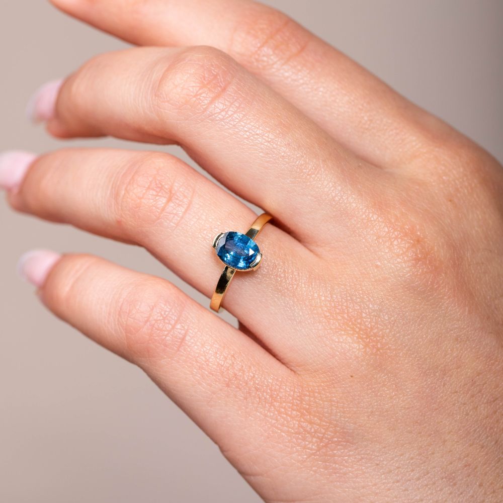 Blue Sapphire Engagement Ring 14K Gold
