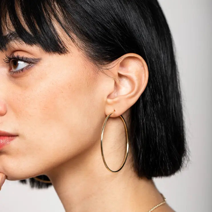 14K Gold Hoop Earrings 60mm