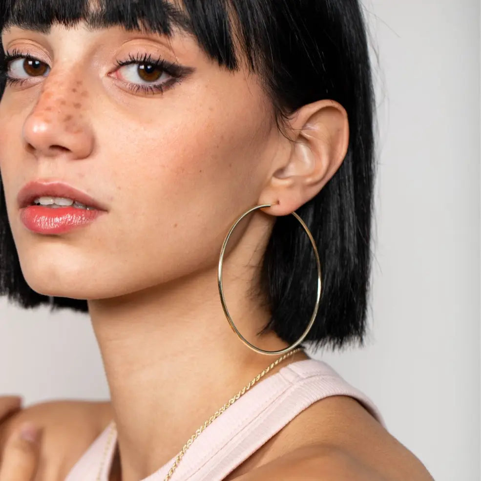 14K Gold Hoop Earrings 7.5cm