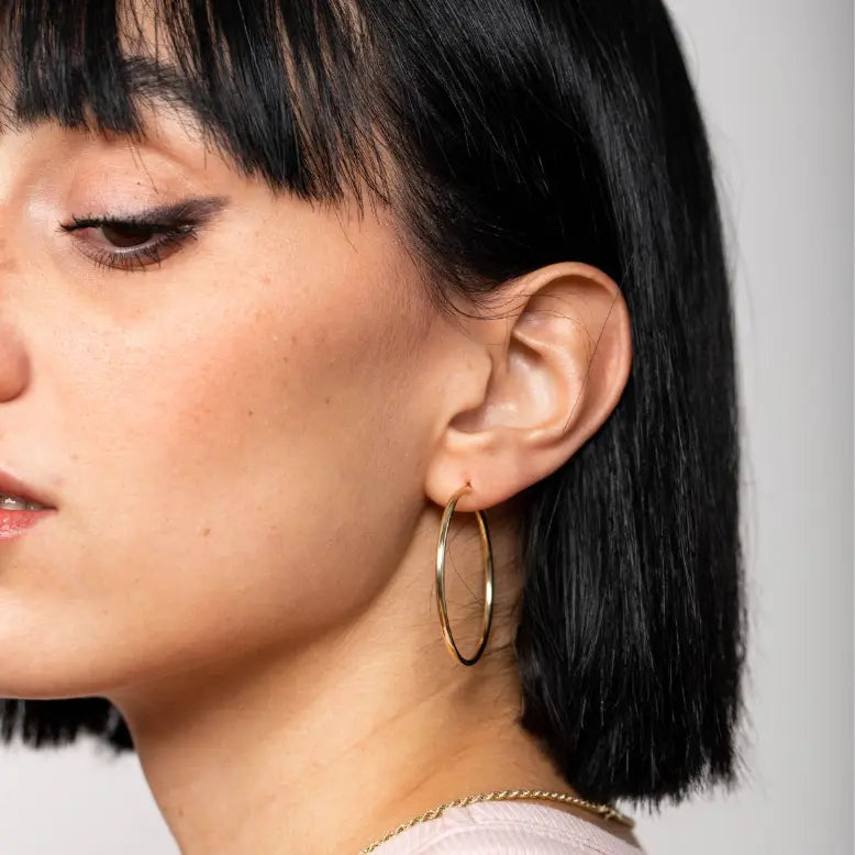 14K Gold Hoop Earrings 45mm