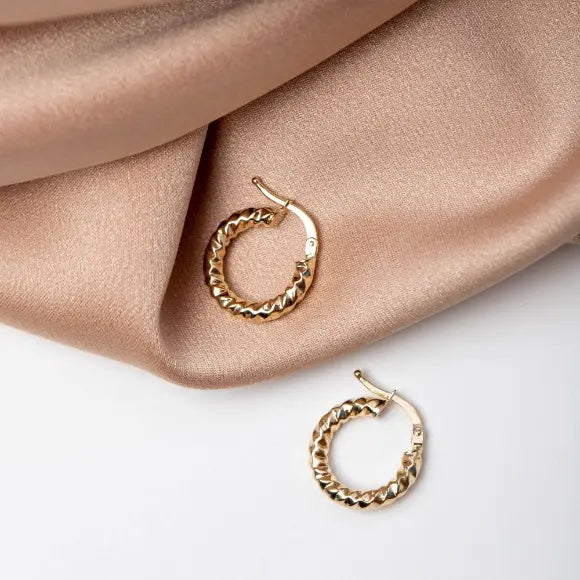 14K Gold Twisted Hoop Earrings
