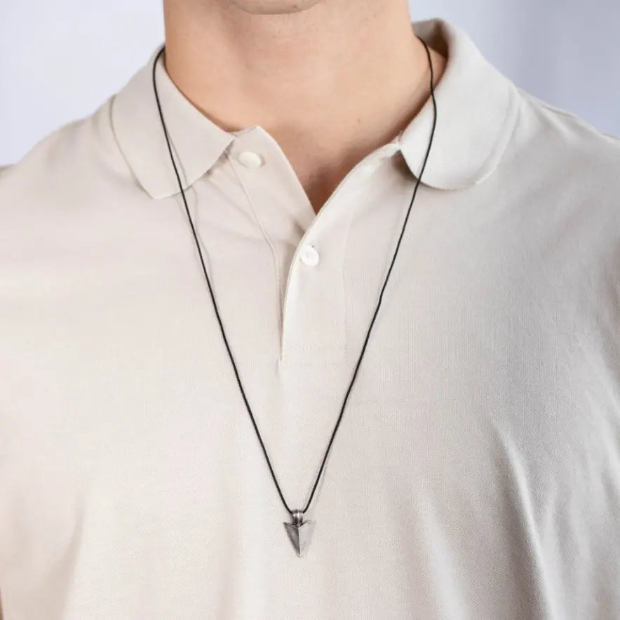 Arrowhead Pendant Necklace Oxidized Silver