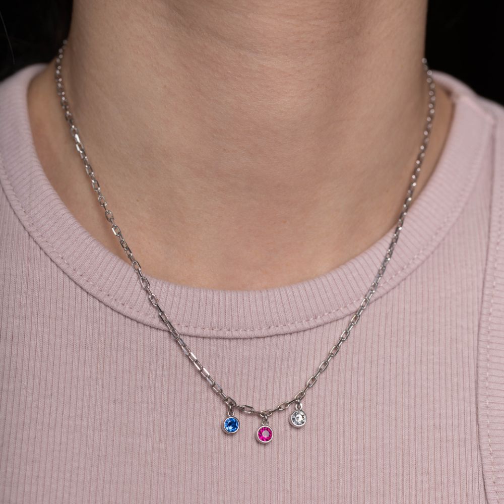 Birthstone Personalized Necklace Silver 925