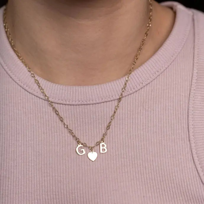 Block Letter Charm Necklace Silver 925