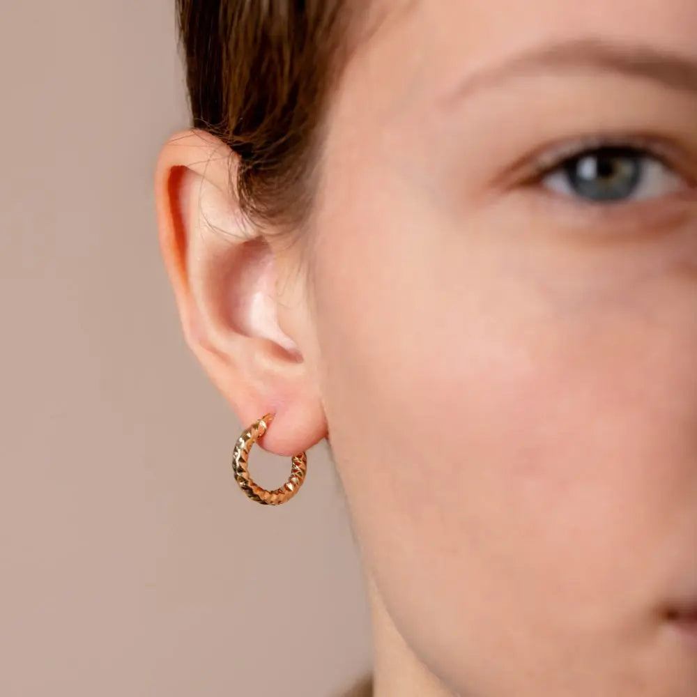 14K Gold Twisted Hoop Earrings