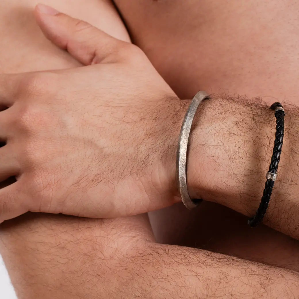 Triangle Cuff Bracelet Oxidized Silver