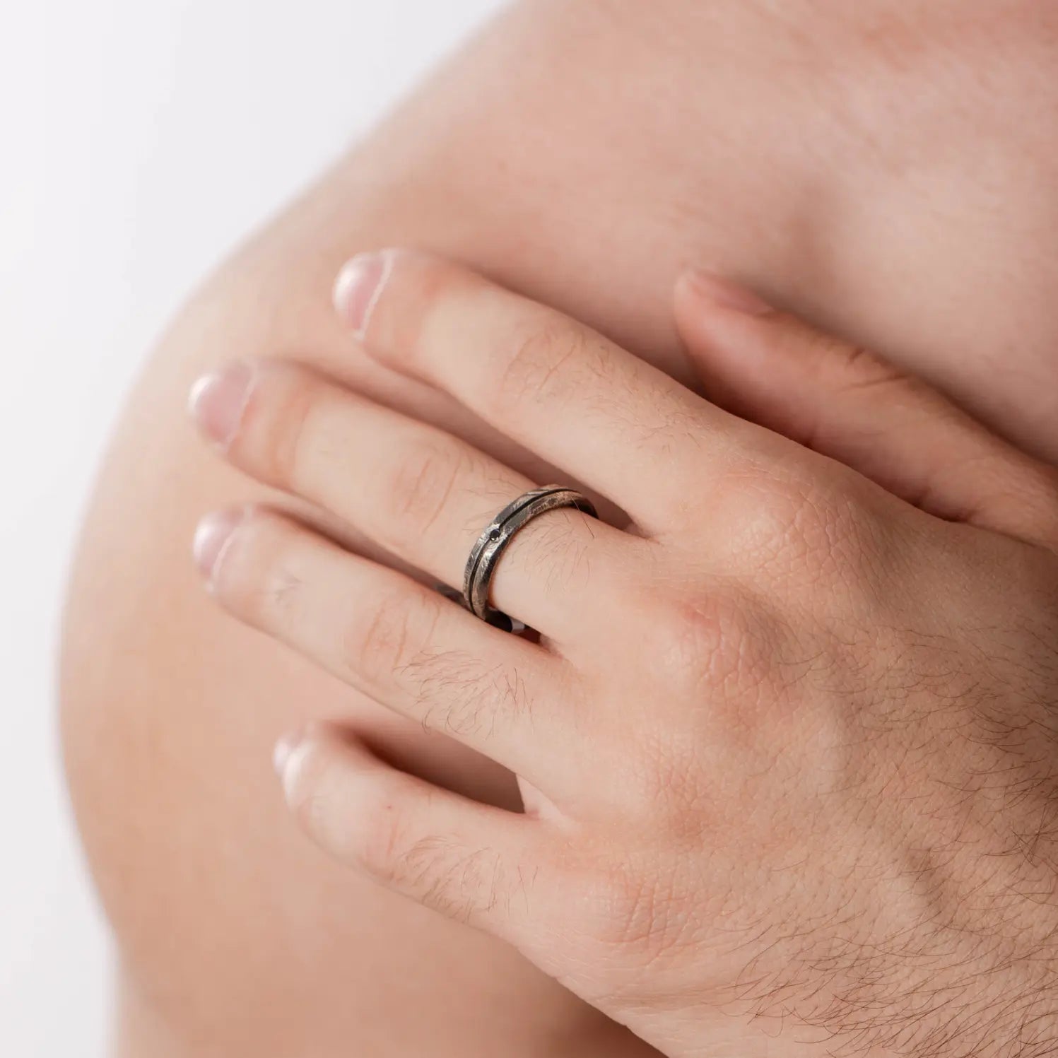 Black Diamond Narrow Band Ring