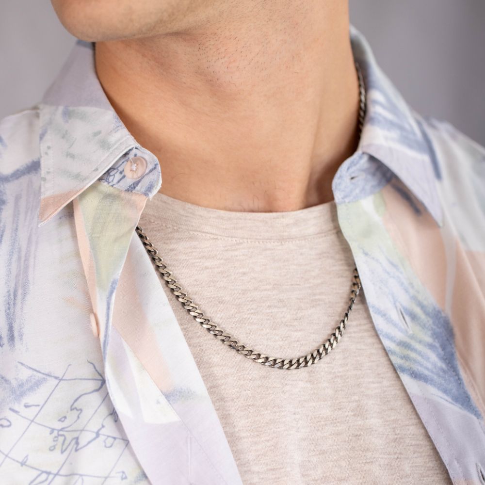 Chain Necklace Men Oxidized Silver Kyklos Jewelry