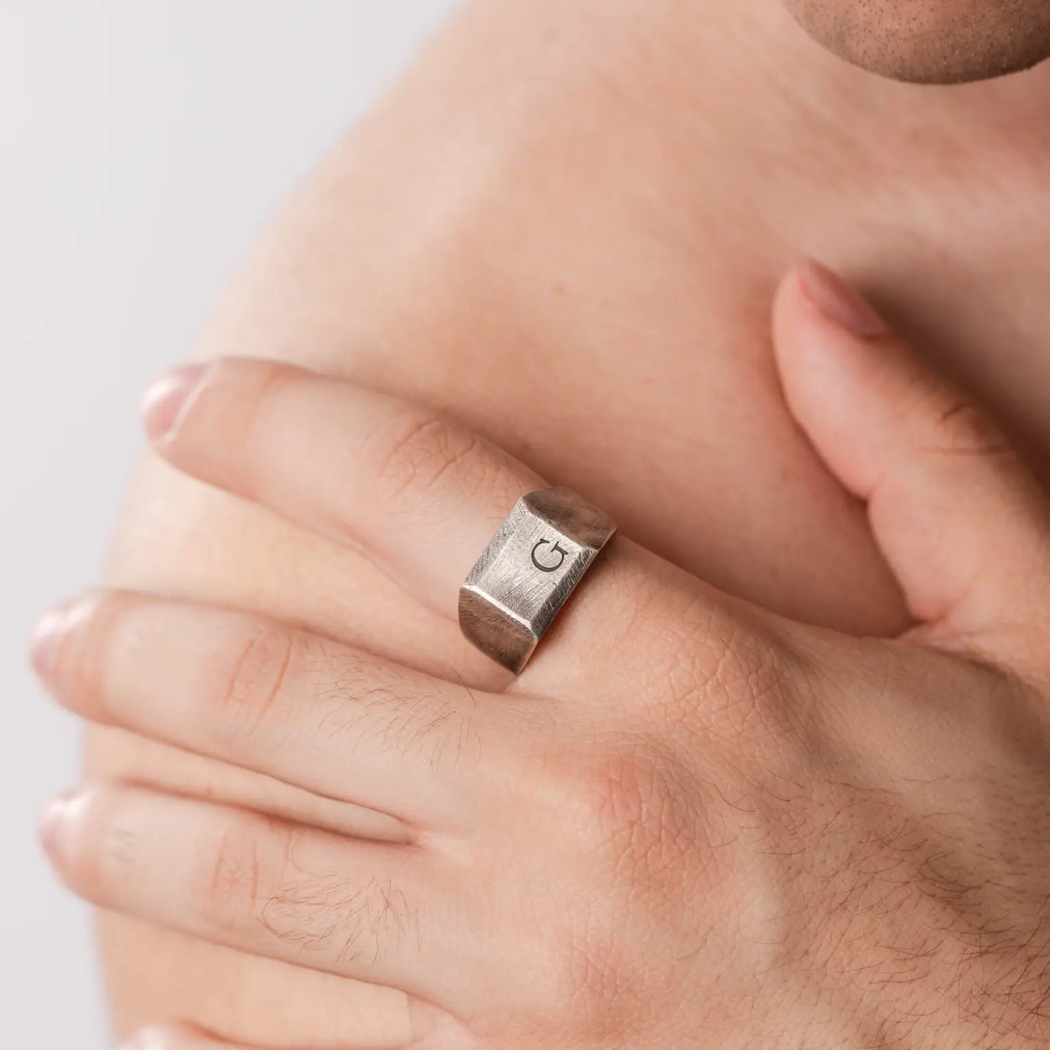 Flat Top Ring Oxidized Silver 925 Kyklos Jewelry