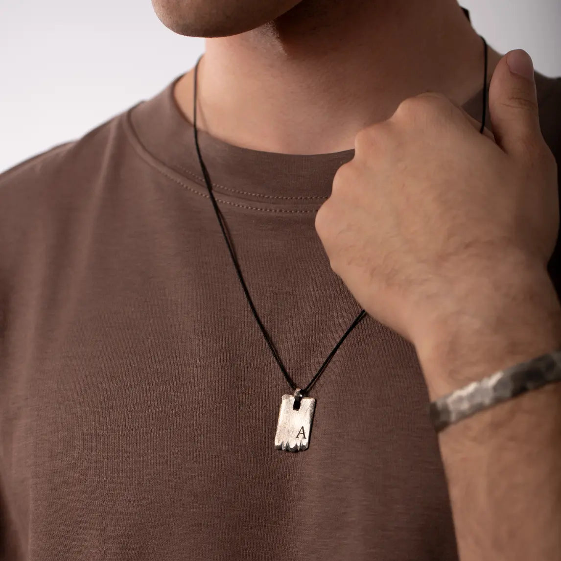 Personalized Bar Necklace Oxidized Sterling Silver