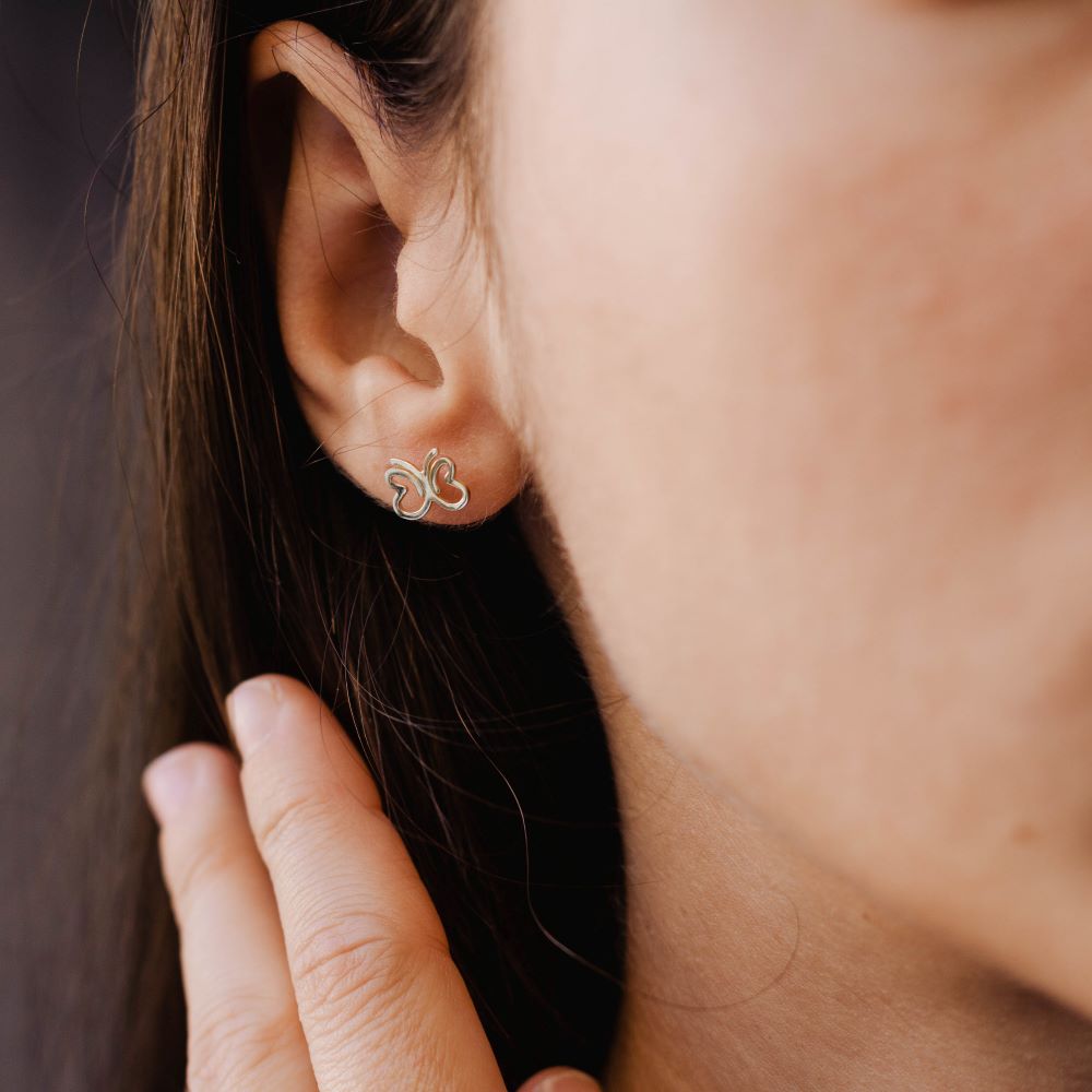 Butterfly Stud Earrings 14K Gold