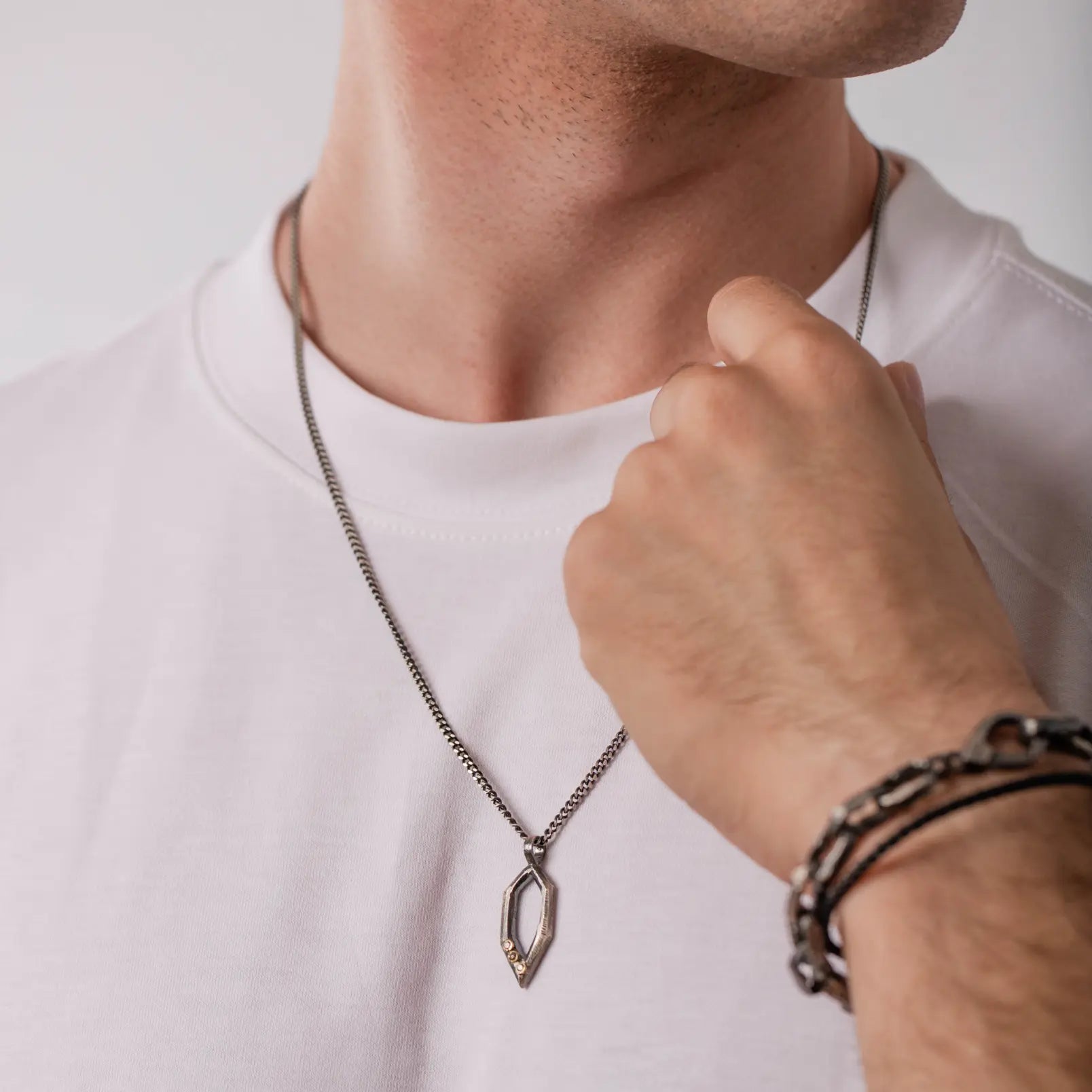 Brown Diamond Necklace Silver and 14K Gold