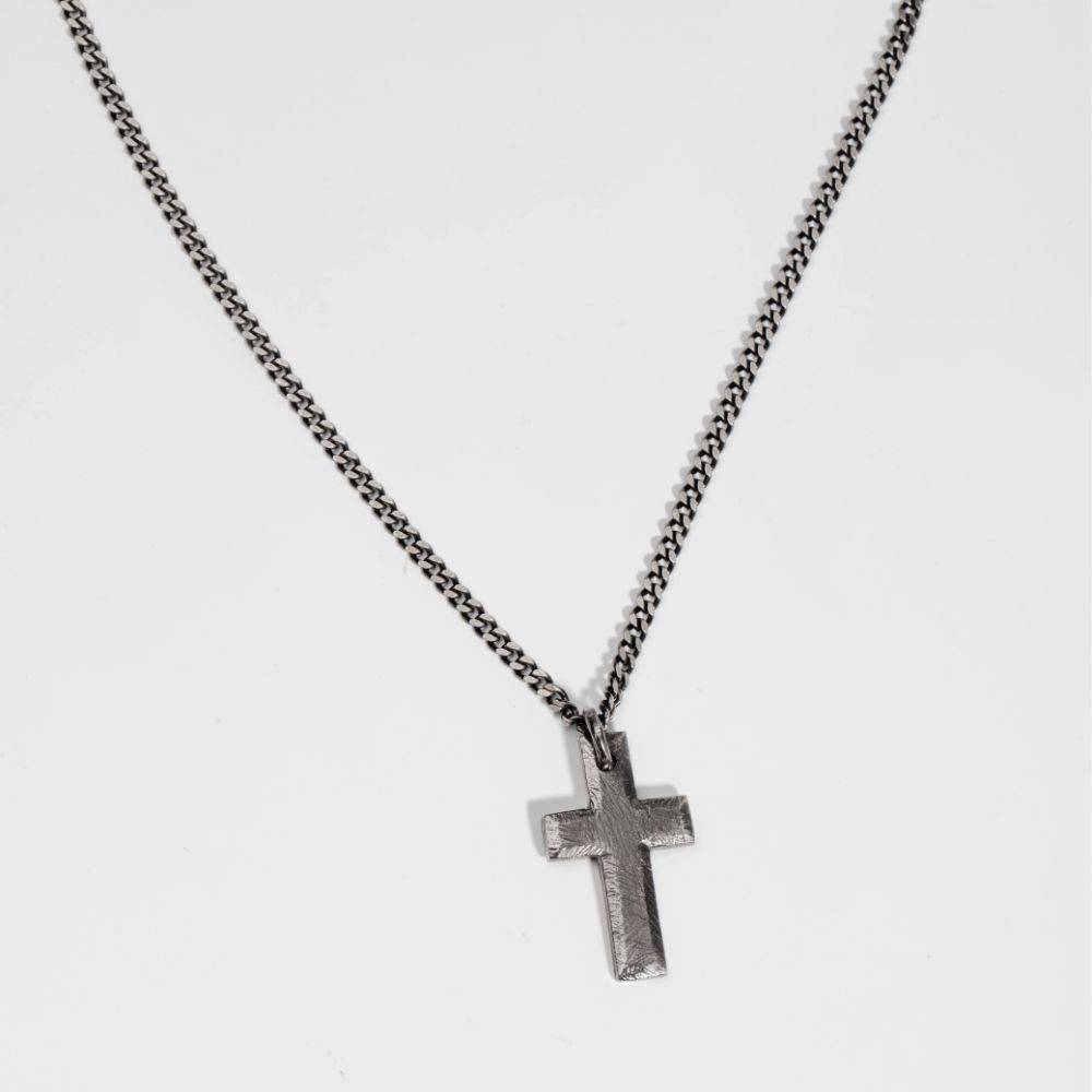 Cross Pendant Necklace Oxidized Silver