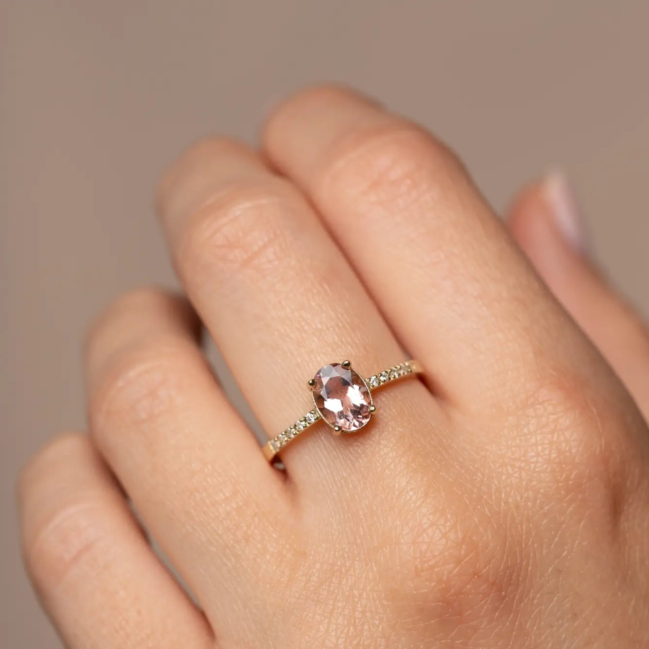 Morganite Diamonds Engagement Ring 14K Gold