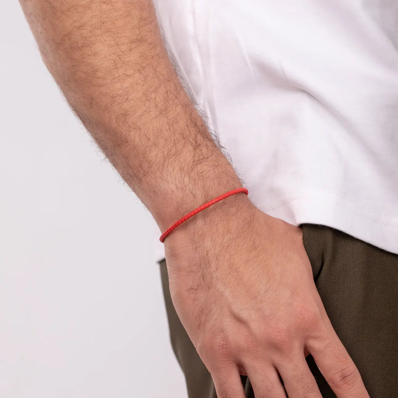 Red Leather Cord Bracelet Oxidized Silver