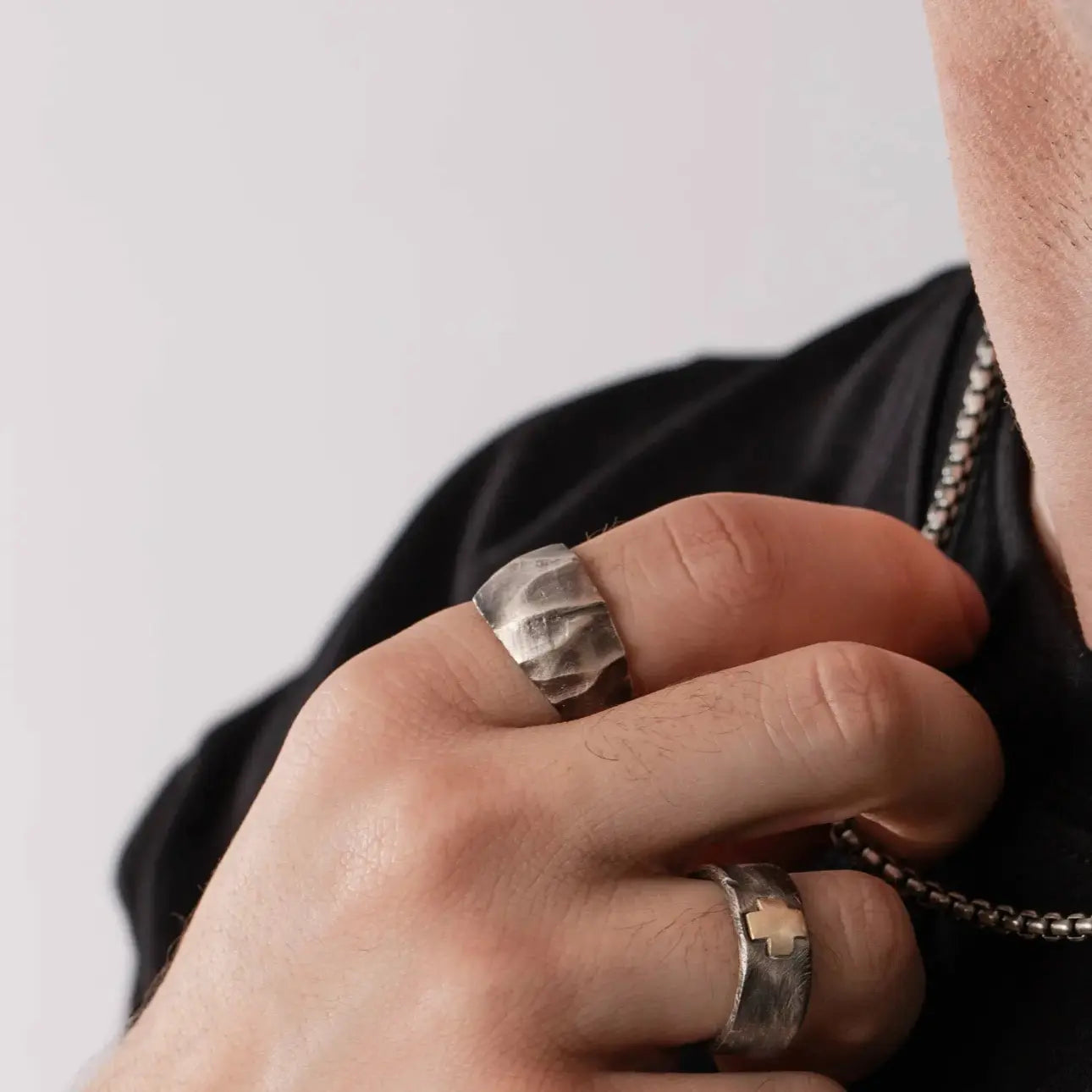 Brutalist Ring Oxidized Silver