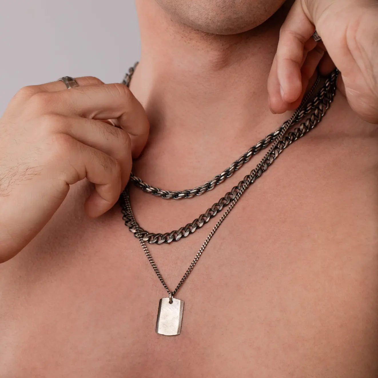 Tag Necklace Oxidized Sterling Silver Personalized