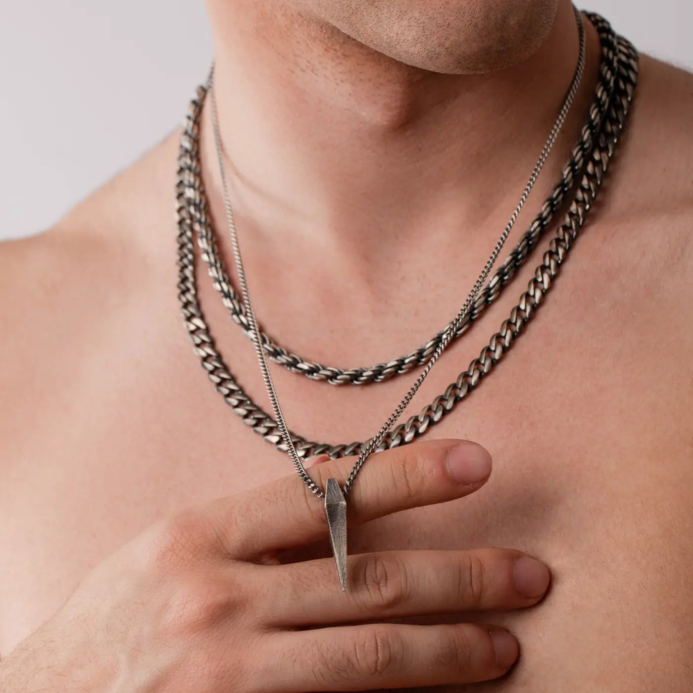 Spike Necklace Oxidized Silver