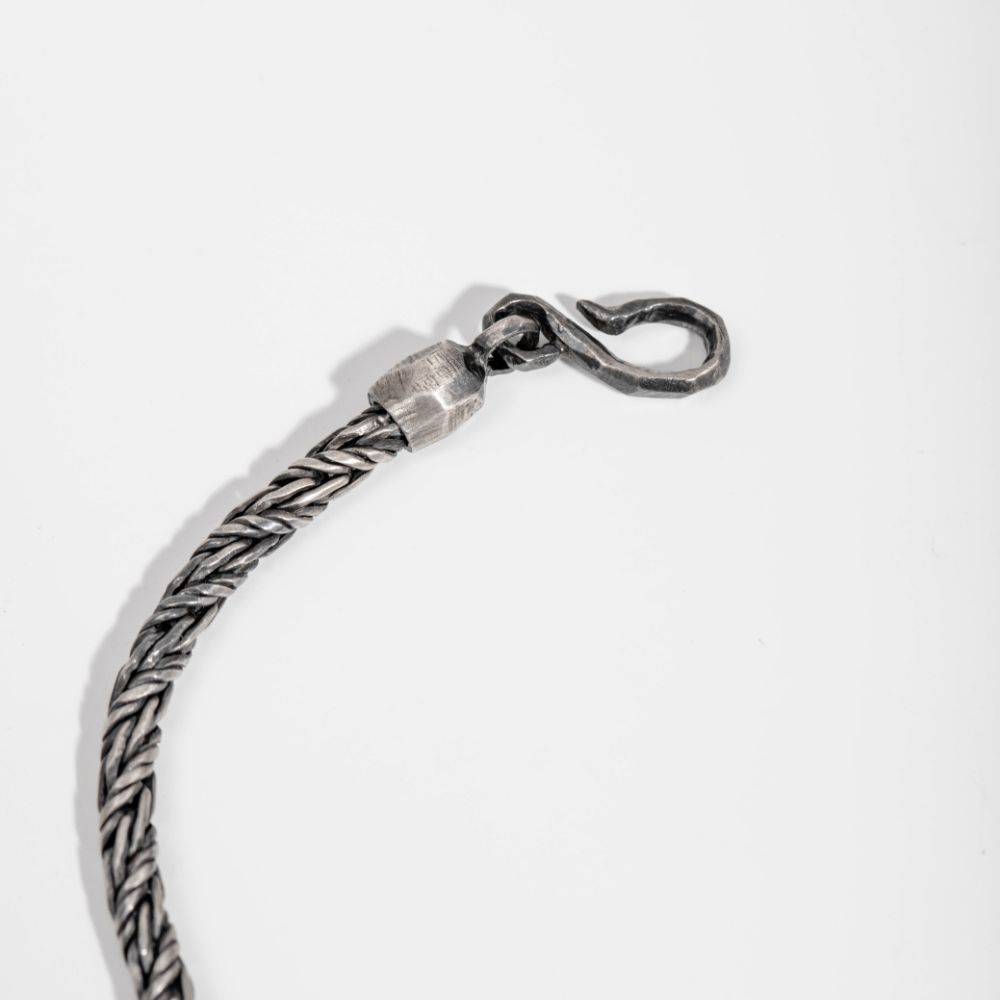 Oxidized silver men's bracelet with handmade ring, sterling silver 925, black oxidized finish, 3.5mm diameter, perfect gift for husband
