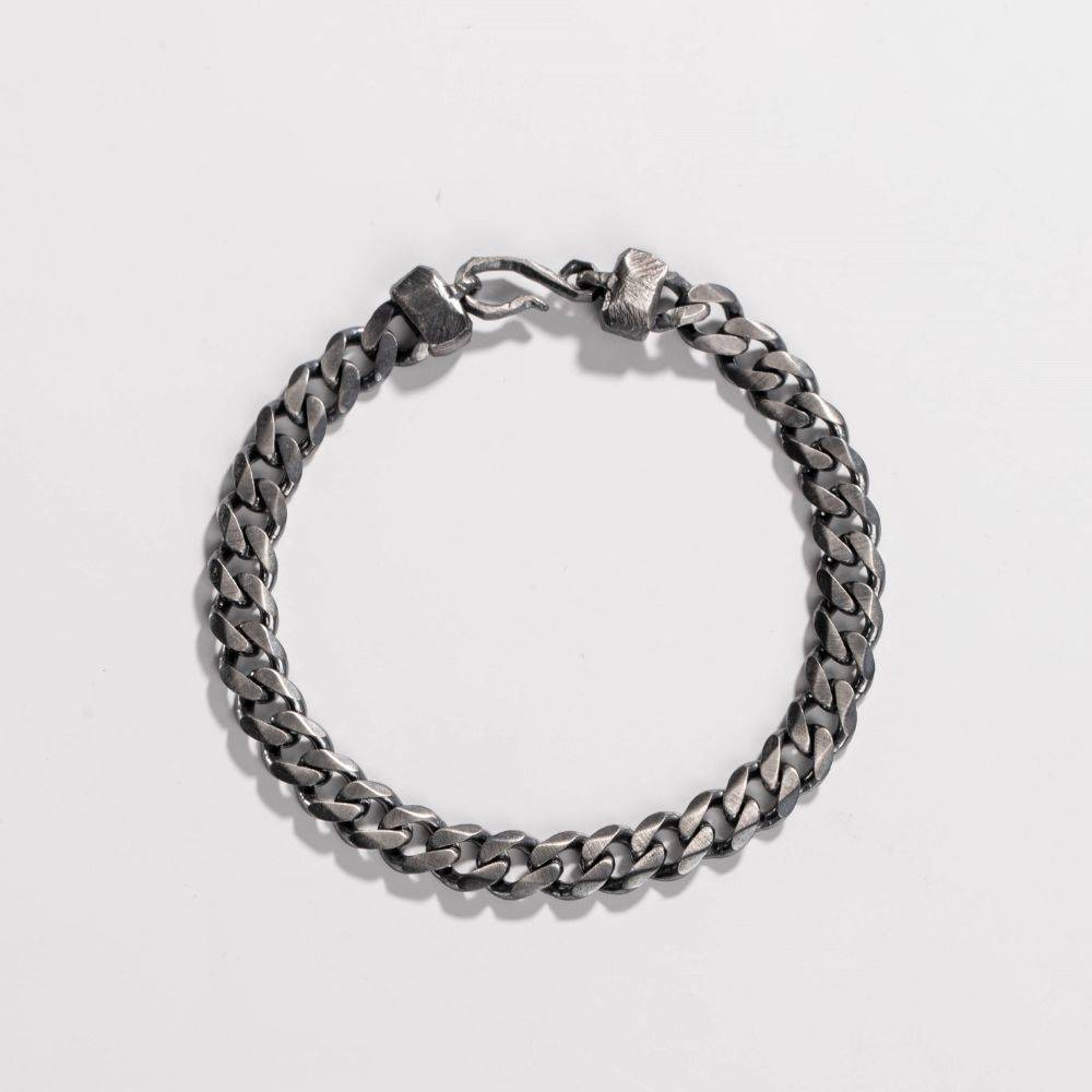 Curb Chain Bracelet Oxidized Sterling Silver 925