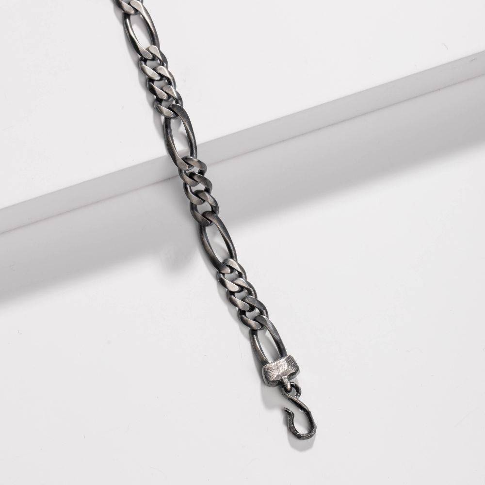 Figaro Chain Necklace Oxidized Silver 925