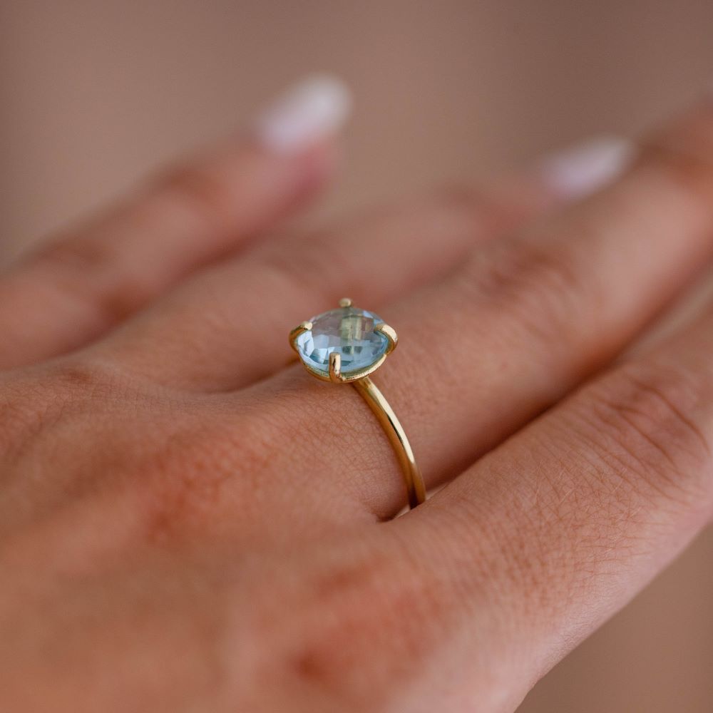 Blue Topaz Ring in 14K Gold 8mm