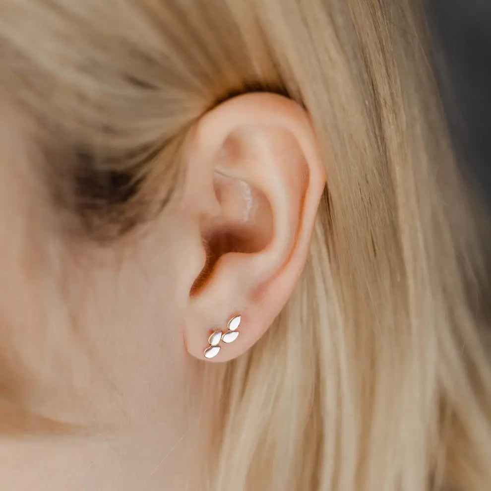 Leaf Stud Earrings 14K Gold