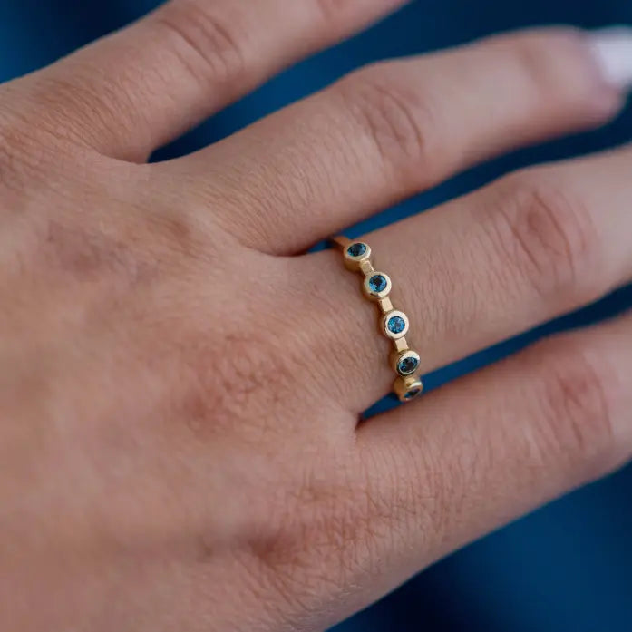 Δαχτυλίδι με 5 London Blue Topaz Χρυσό 14Κ