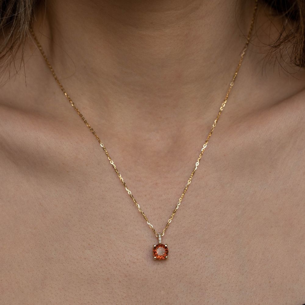 Tourmaline Diamonds Necklace 14K Gold
