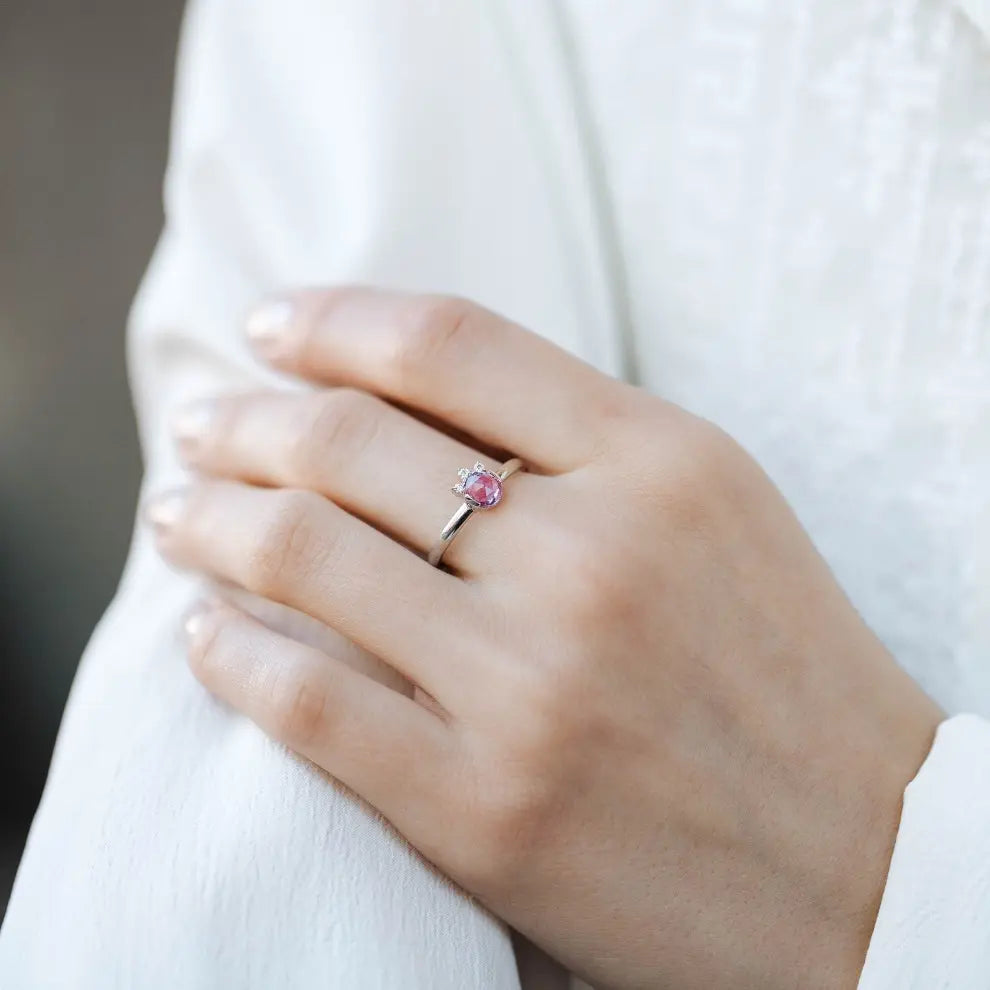 Pink Sapphire Diamond Ring