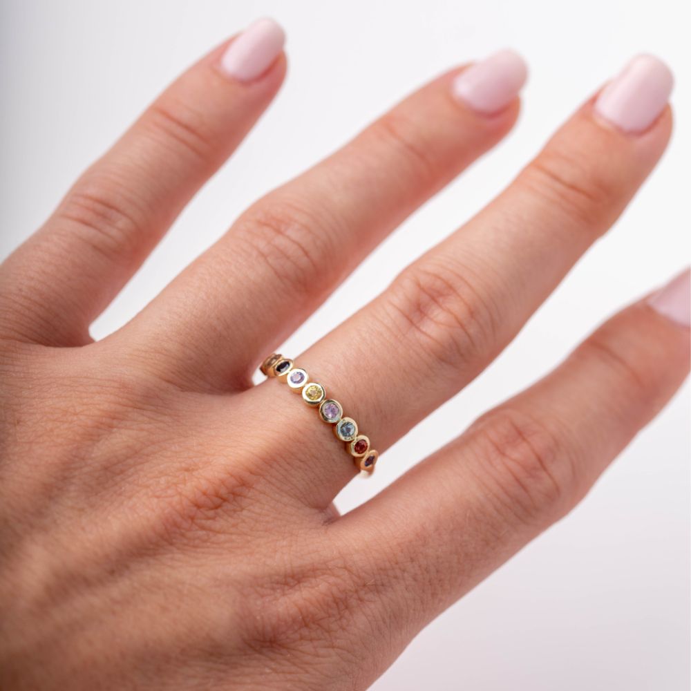 Half Eternity Ring with Colorful Sapphires