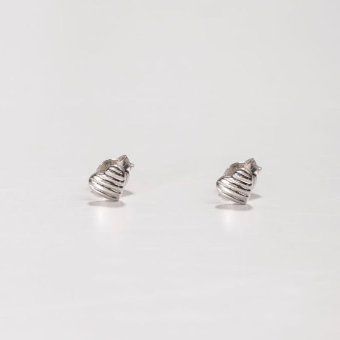 Heart Stud Earrings 14K Solid Gold Kyklos Jewelry