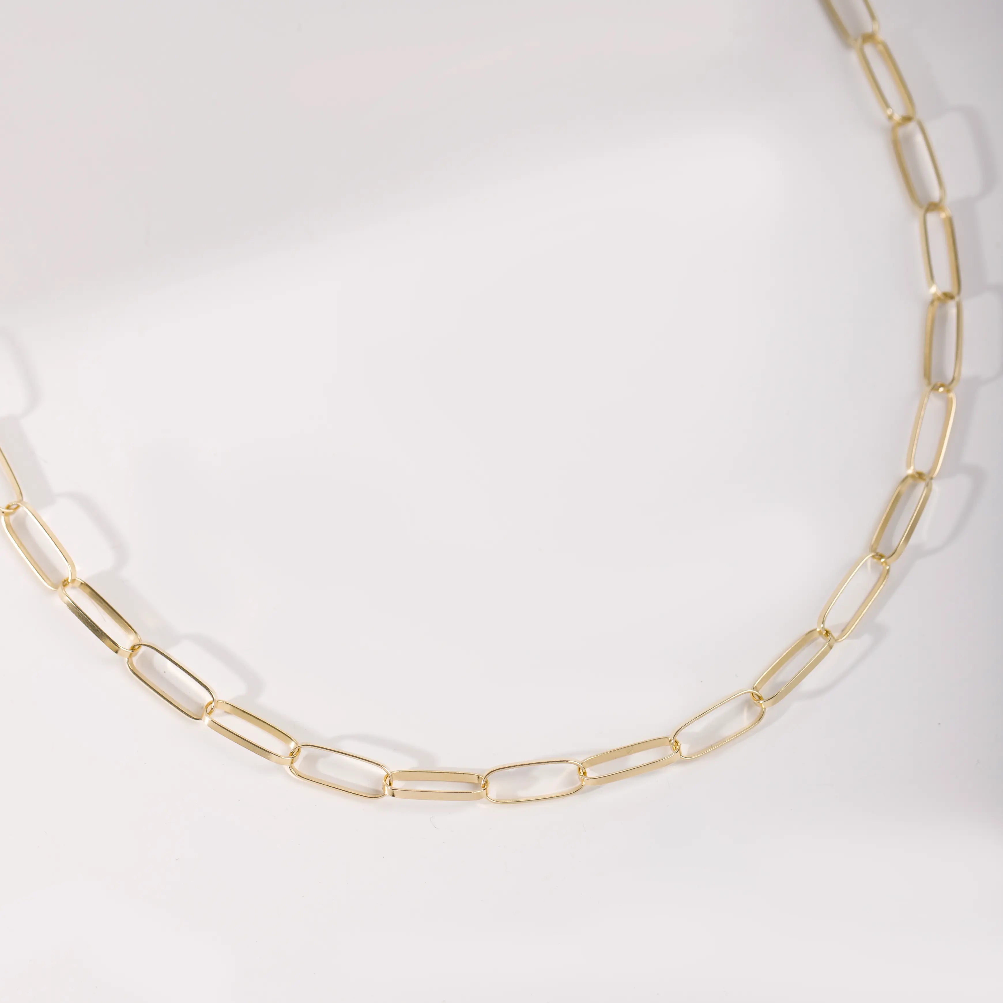 Paperclip Chain Necklace 14K Solid Gold by Kyklos