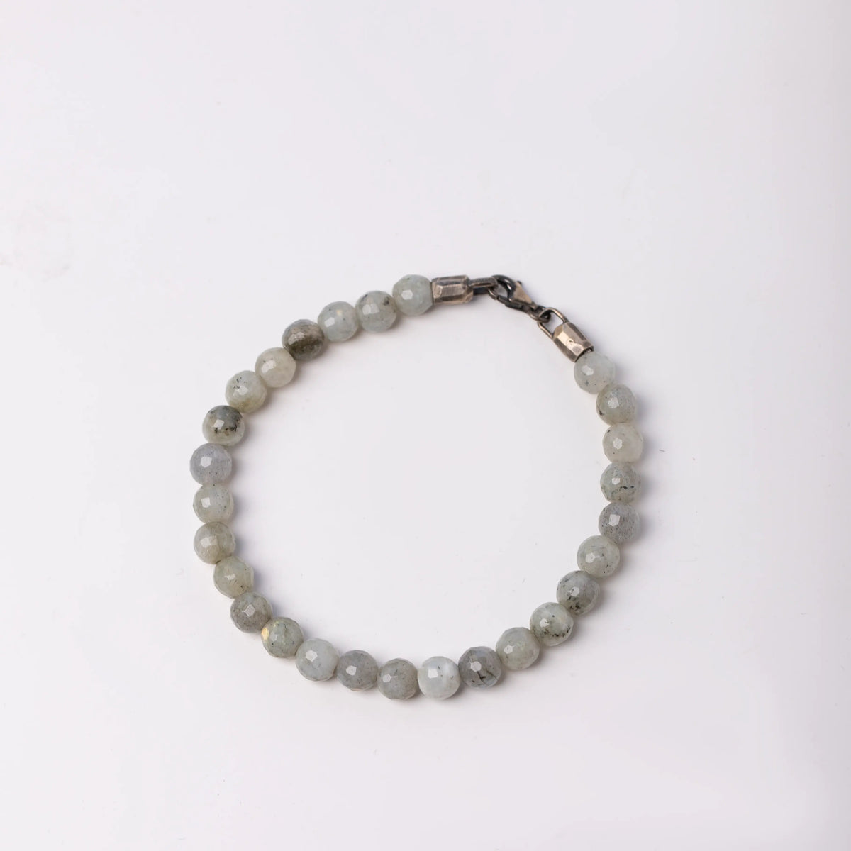 Close-up of Men's Labradorite Bracelet with Sterling Silver