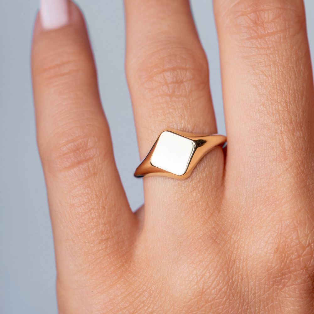 Statement Chunky Square Ring 14K Gold