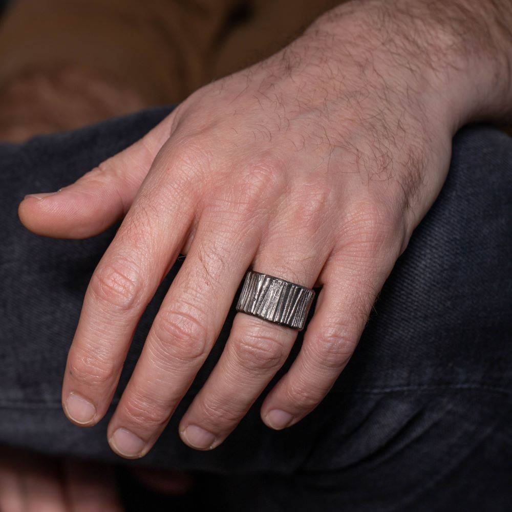 Wide Band Ring Oxidized Silver 925 - Kyklos Jewelry