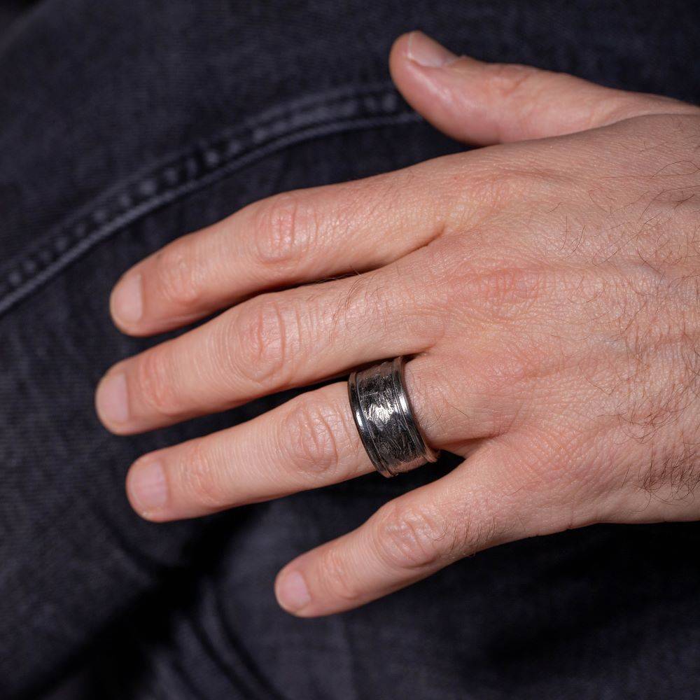 Wide Band Ring Oxidized Sterling Silver 925