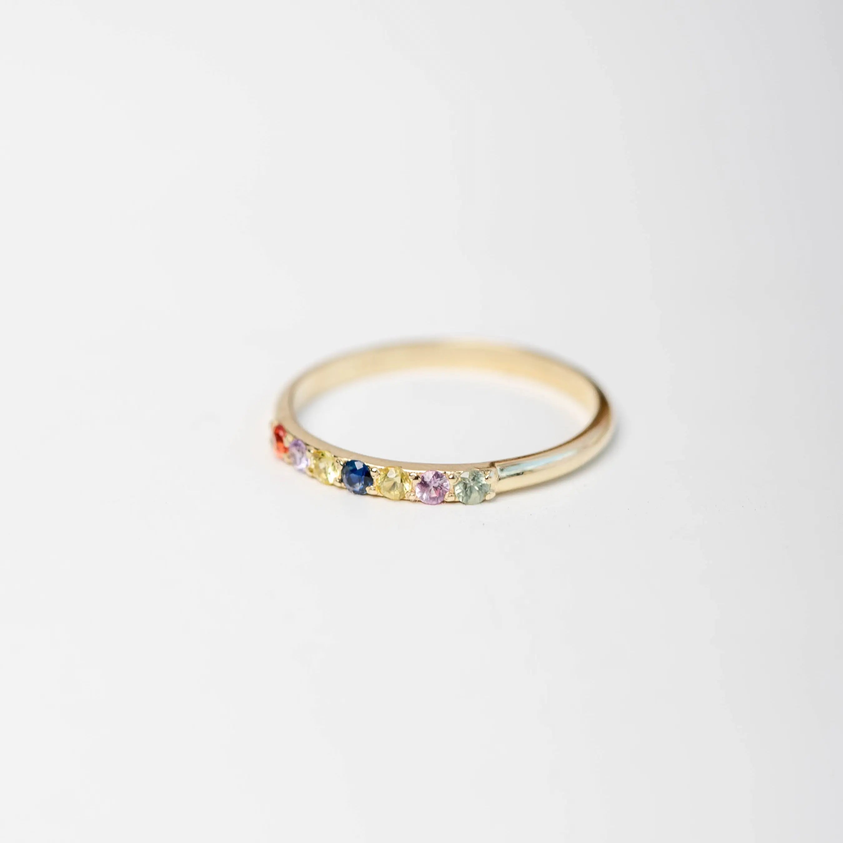 Half Eternity Ring Colorful Sapphires 14K Gold