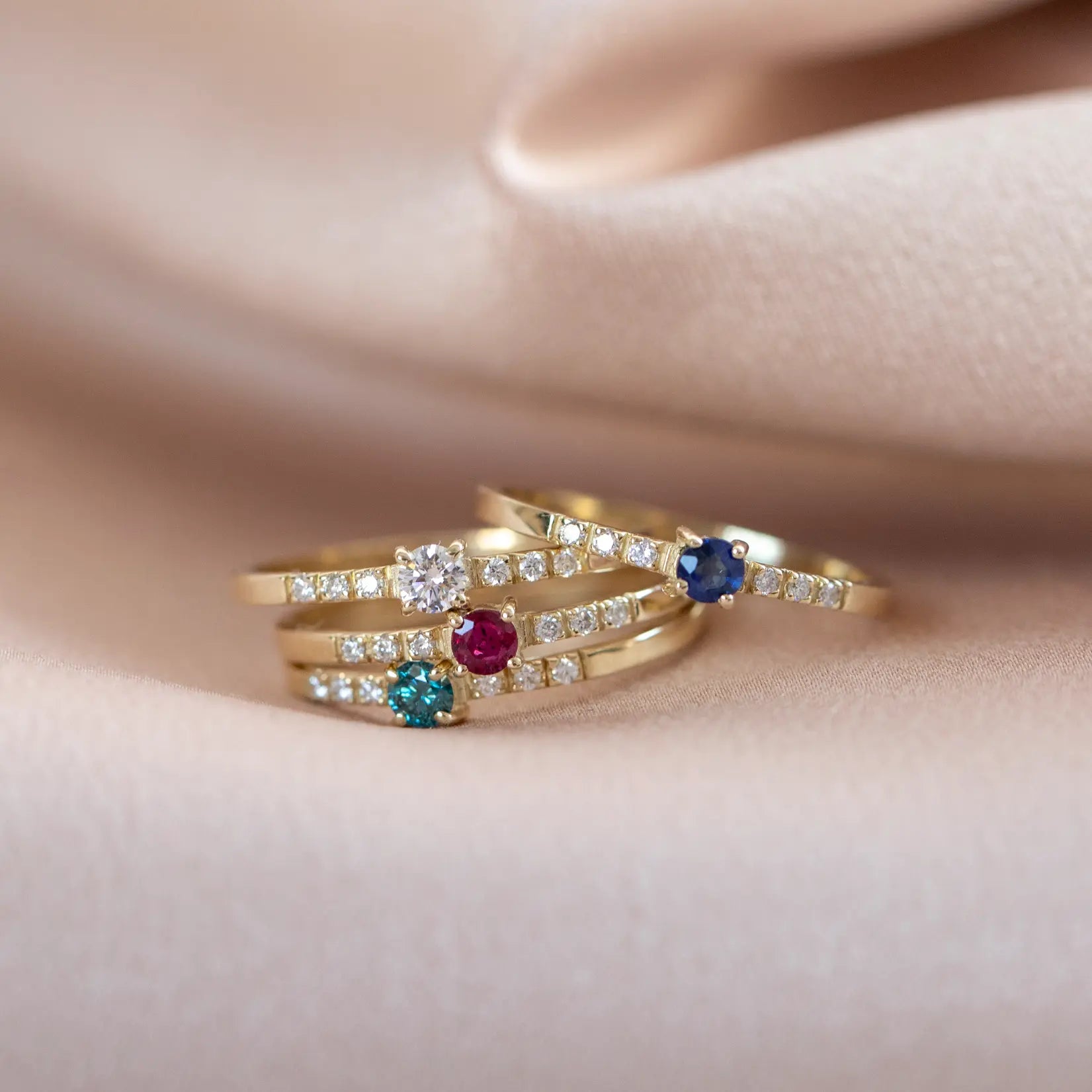Engagement Blue Diamond Ring 14K Gold