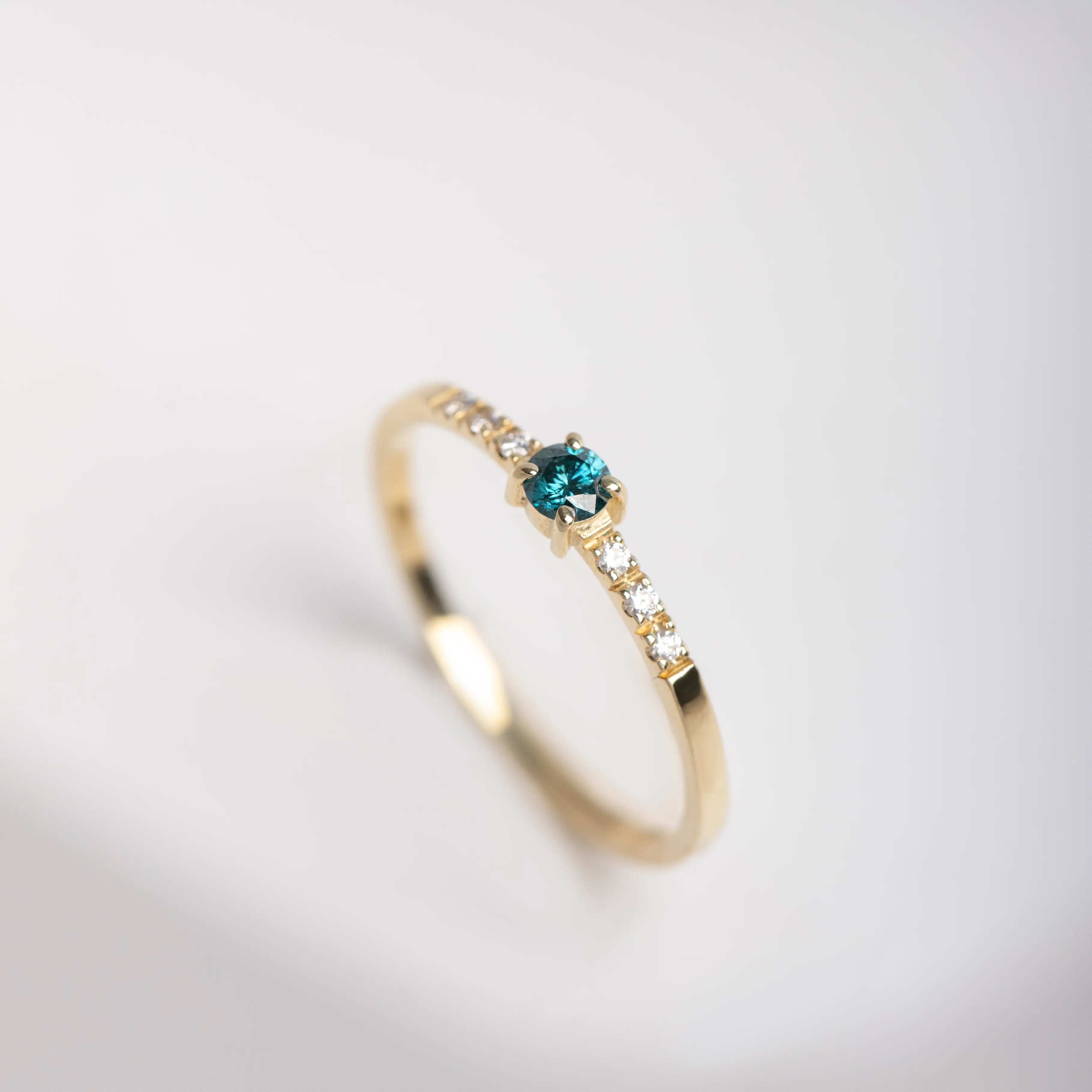 Engagement Blue Diamond Ring 14K Gold