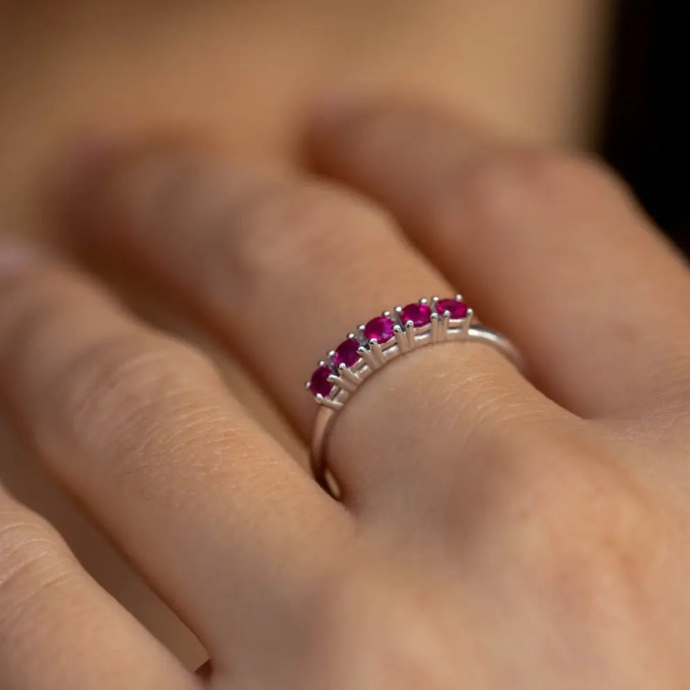 Half Eternity Ruby Ring 14K Gold