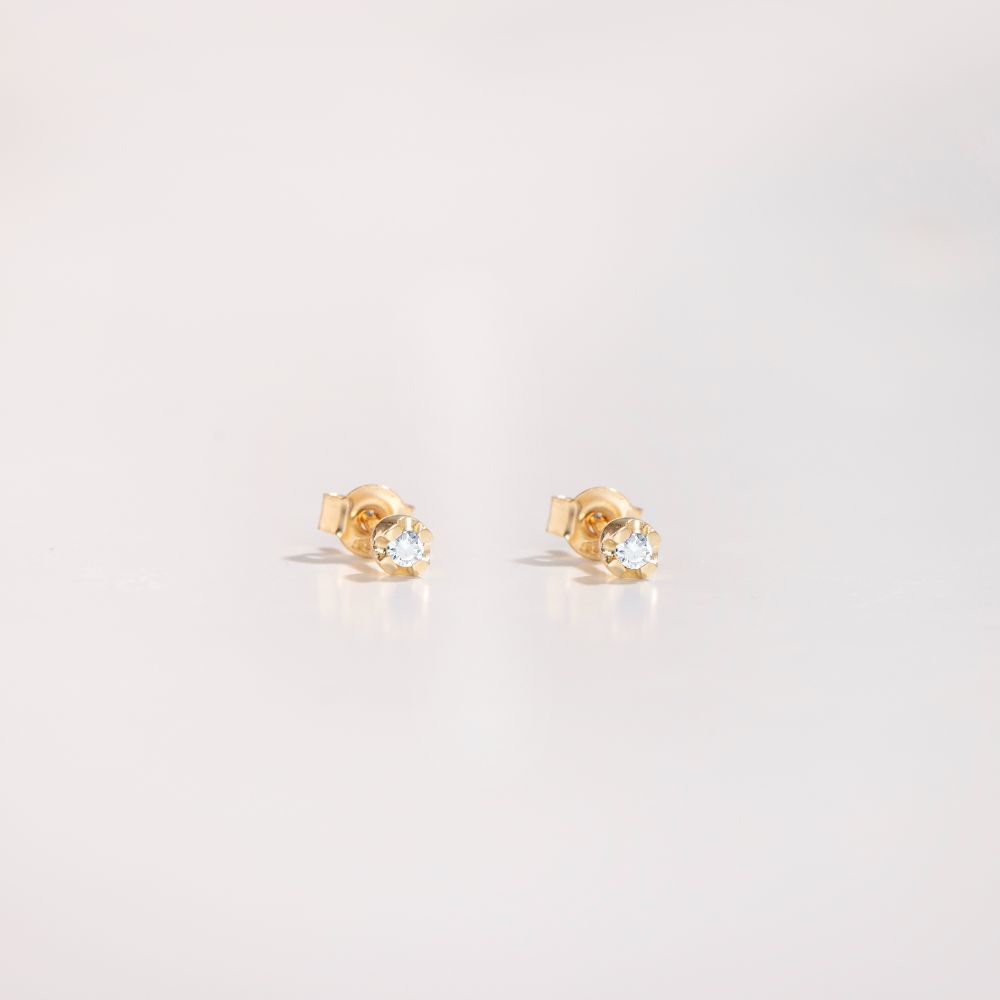 Diamond Stud Earrings 14K Gold Kyklos Jewelry