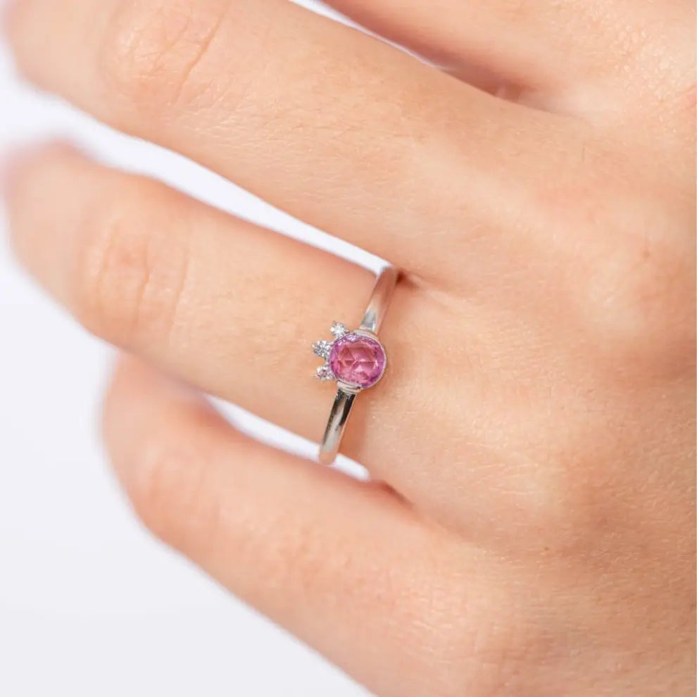 Pink Sapphire Diamond Ring