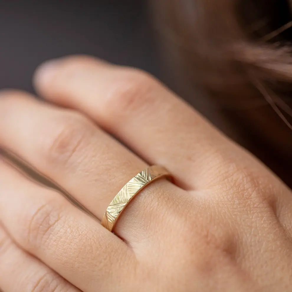 Unique Wedding Band 14K Gold
